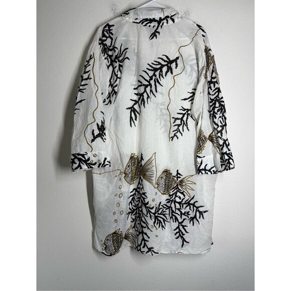 NWOT Club Z Collection Bohemian Beach Size 1X Shirt/Cover Up Color White Multi - Picture 5 of 16